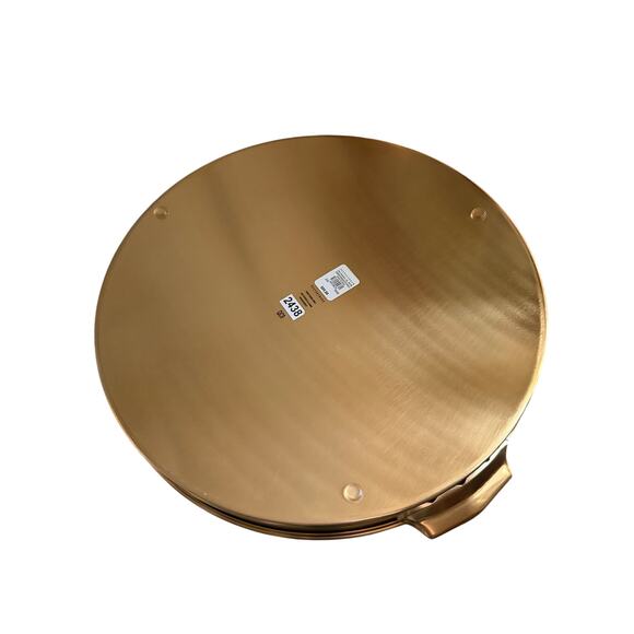 Pottery Barn Harrison Round Bar Tray Antique Gold 12/2 Steel / Brass - Picture 3 of 3